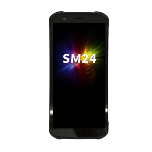 M3 Mobile SM24, Android, 6" HD+ display, 2.4 GHz octa-core, 8GB RAM, 128GB storage, 2D imager, NFC, Wi-Fi 6E, Bluetooth 5.3, 16MP/8MP cameras, IP67 and MIL-STD-810H certified with hot-swappable battery.