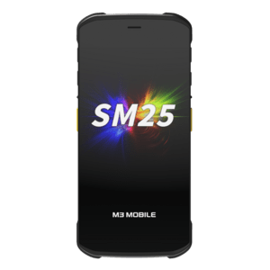 M3 Mobile SM25, 6" FHD+ display, 2.4GHz octa-core, 8GB RAM, 128GB storage, 2D SE5500 imager (smart focus), Wi-Fi 6E, Bluetooth 5.3, NFC, 4000mAh hot-swappable battery, IP67, MIL-STD-810H, black.