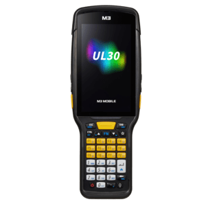 M3 Mobile UL30: 5" FHD, Android, 8GB RAM, 128GB Flash, SE4770 2D Imager, Heated Display, 35 keys (Functional Numeric), Wi-Fi ac, Bluetooth 5.3, NFC, IP67, 6700mAh hot-swap battery.